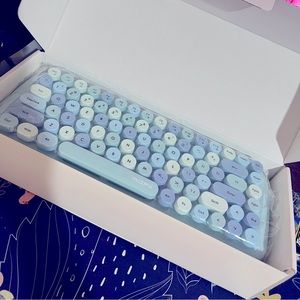 MOFII- Mini Wireless Keyboard Mouse Set Round (Multicolor Blue)